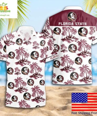 Florida State Seminoles Hawaiian Shirt Coconut Tree Logo Summer Pattern
