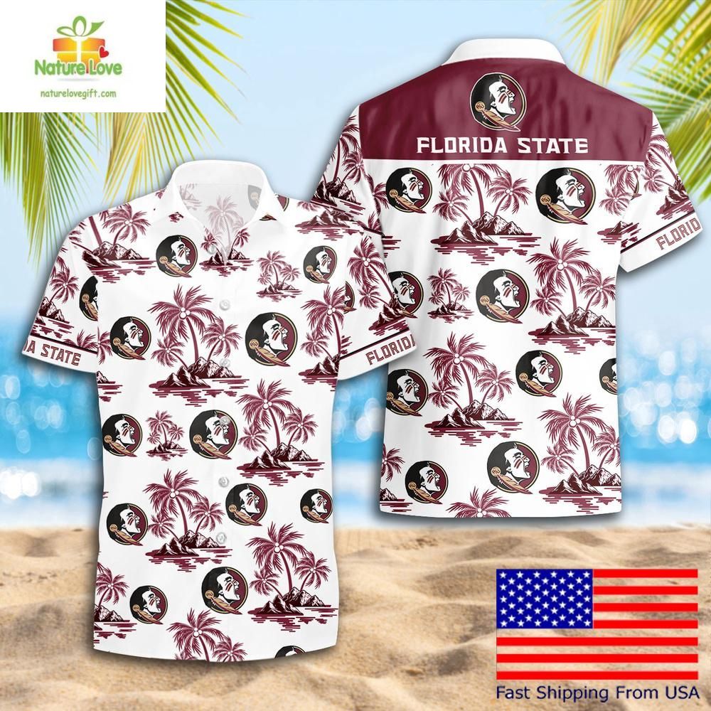 Florida State Seminoles Hawaiian Shirt Coconut Tree Logo Summer Pattern