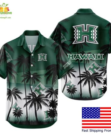 Hawaii Rainbow Warriors Hawaiian Shirt Tropical Coconut Forest Fan Gear