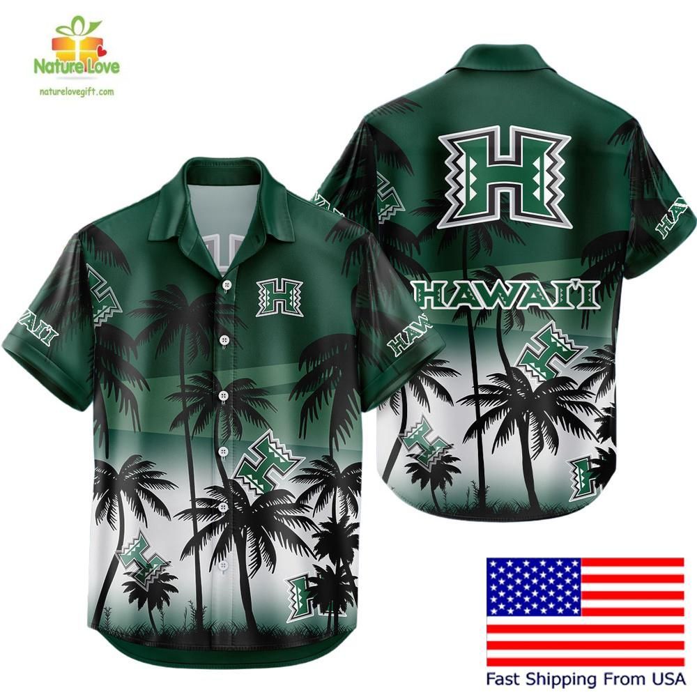 Hawaii Rainbow Warriors Hawaiian Shirt Tropical Coconut Forest Fan Gear