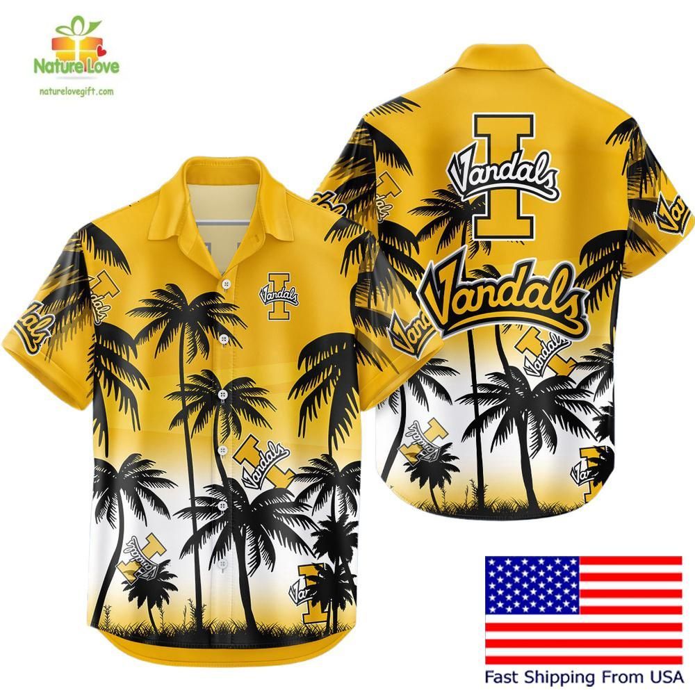 Idaho Vandals Hawaiian Shirt Ncaa Tropical Coconut Forest Fan Apparel