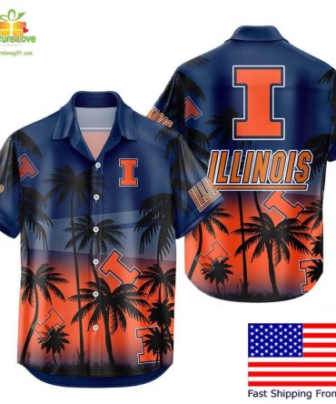 Illinois Fighting Illini Hawaiian Shirt Coconut Forest Tropical Fan Gear