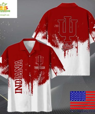 Indiana Hoosiers Hawaiian Shirt With Paint Splatter Logo For Fans