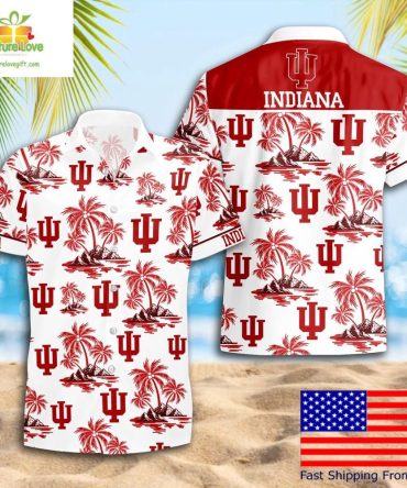 Indiana Hoosiers Hawaiian Shirt Ncaa Coconut Tree Logo Summer