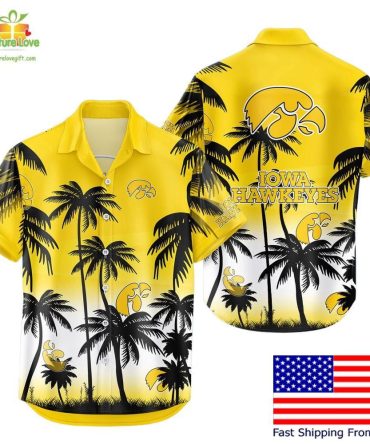Iowa Hawkeyes Hawaiian Shirt Coconut Forest Tropical Fan Style
