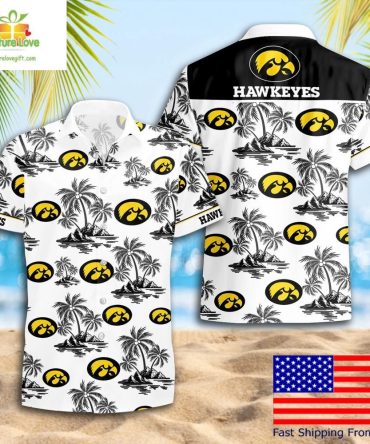 Iowa Hawkeyes Hawaiian Shirt Coconut Tree Logo Summer Pattern