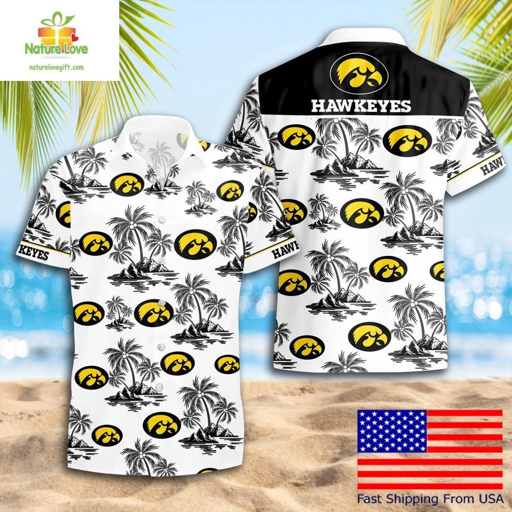 Iowa Hawkeyes Hawaiian Shirt Coconut Tree Logo Summer Pattern