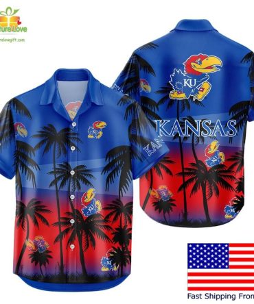 Kansas Jayhawks Hawaiian Shirt Tropical Coconut Forest Fan Gear