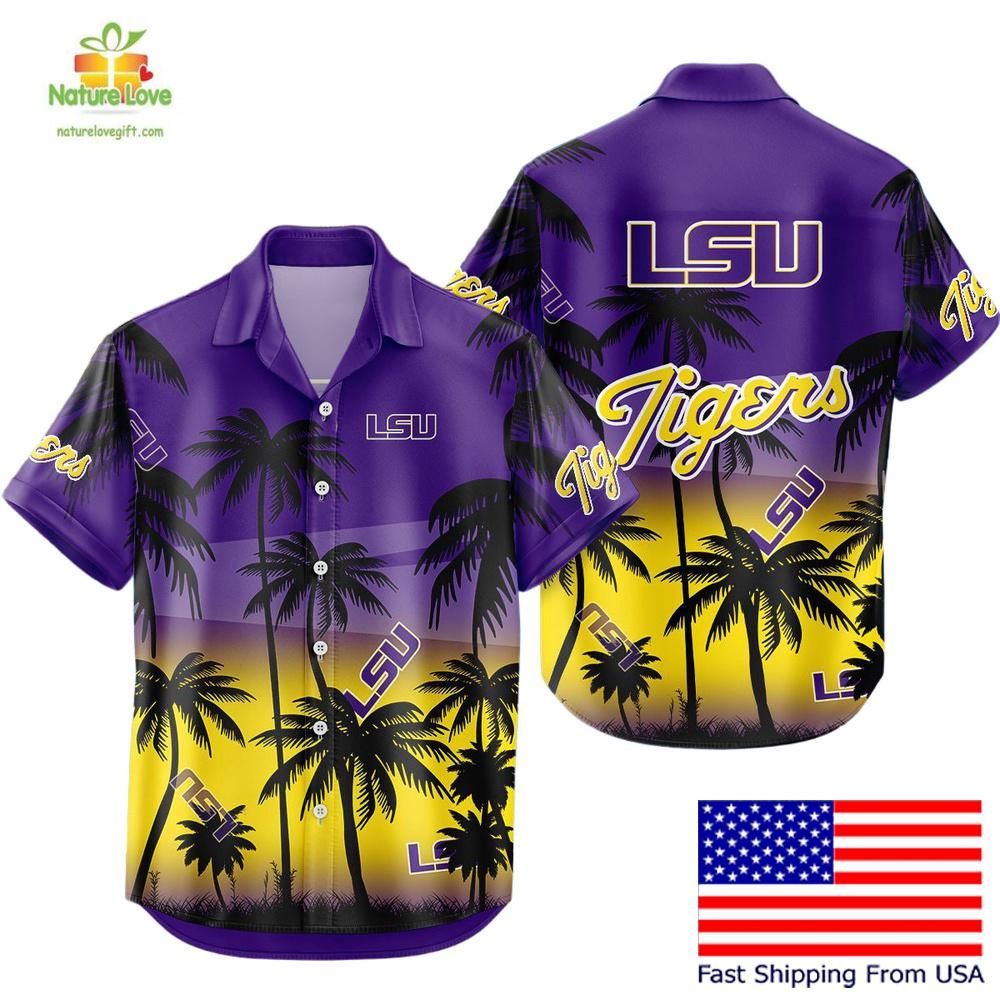 Lsu Tigers Hawaiian Shirt Coconut Forest Tropical Fan Style