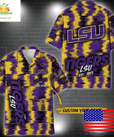 Lsu Tigers Ikat Hawaiian Shirt For Fans Ncaa Custom