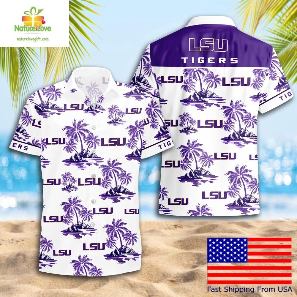 Lsu Tigers Hawaiian Shirt Coconut Tree Logo Summer Fan Gear