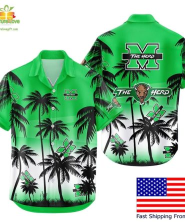 Marshall Thundering Herd Hawaiian Shirt Tropical Coconut Forest Fan Gear
