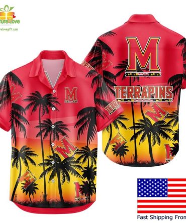 Maryland Terrapins Hawaiian Shirt Coconut Forest Tropical Fan Gear