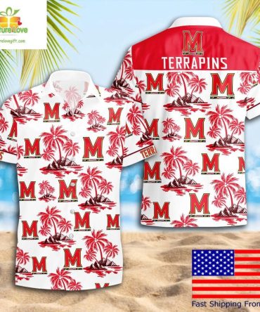 Maryland Terrapins Hawaiian Shirt Ncaa Coconut Tree Logo Summer