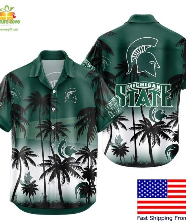 Michigan State Spartans Hawaiian Shirt Tropical Coconut Forest Fan Gear