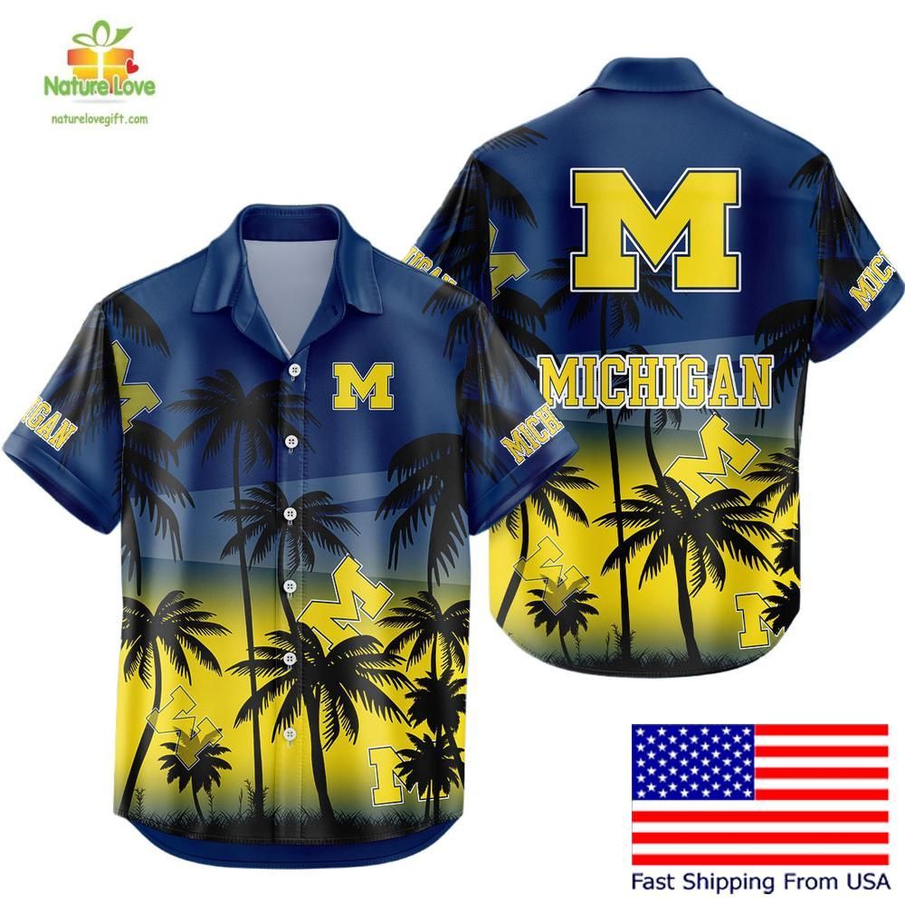 Michigan Wolverines Hawaiian Shirt Coconut Forest Tropical Fan Gear
