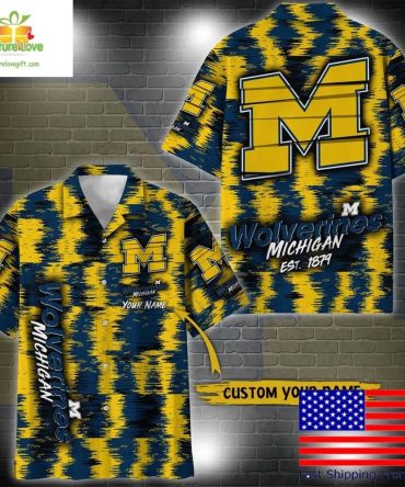 Michigan Wolverines Hawaiian Shirt Custom Ikat Design
