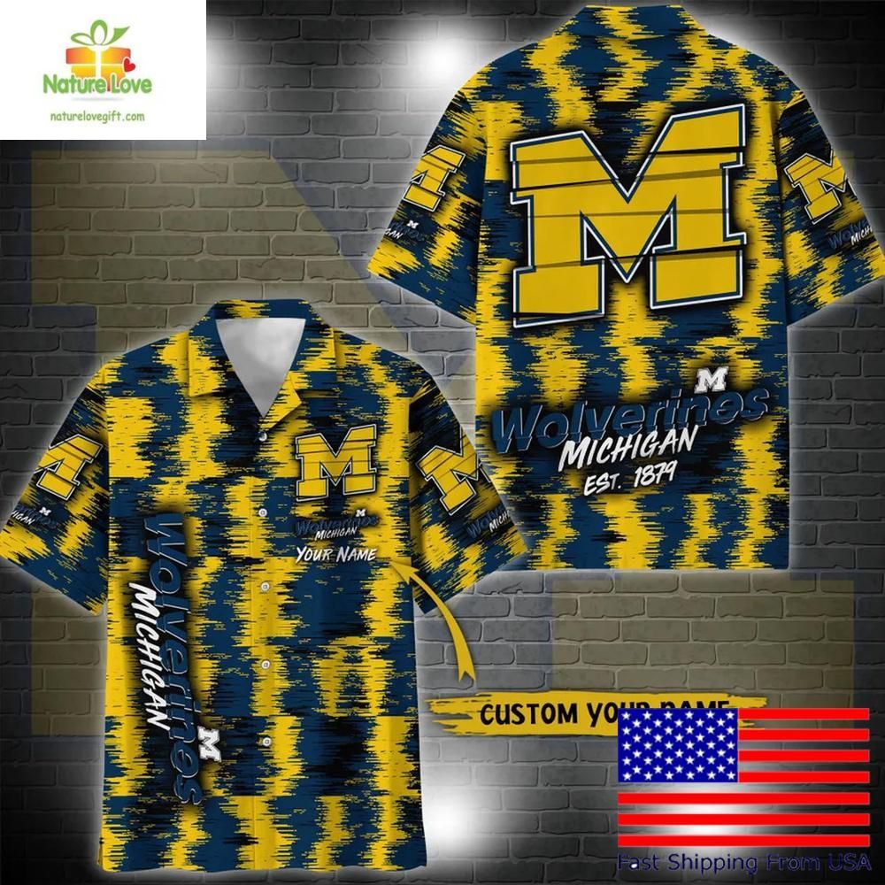 Michigan Wolverines Hawaiian Shirt Custom Ikat Design