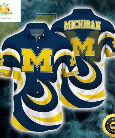 Michigan Wolverines Hawaiian Shirt Ncaa Gift For Dad