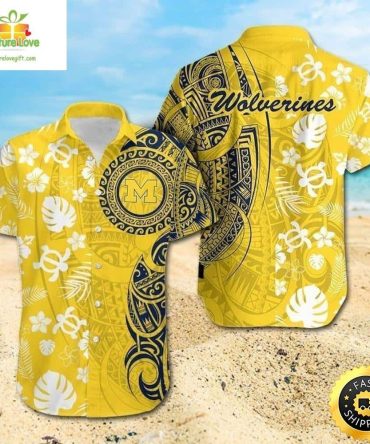 Michigan Wolverines Hawaiian Shirt Turtle Samoan Pattern
