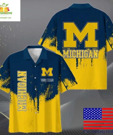 Michigan Wolverines Hawaiian Shirt Paint Splatter Design Fan Apparel