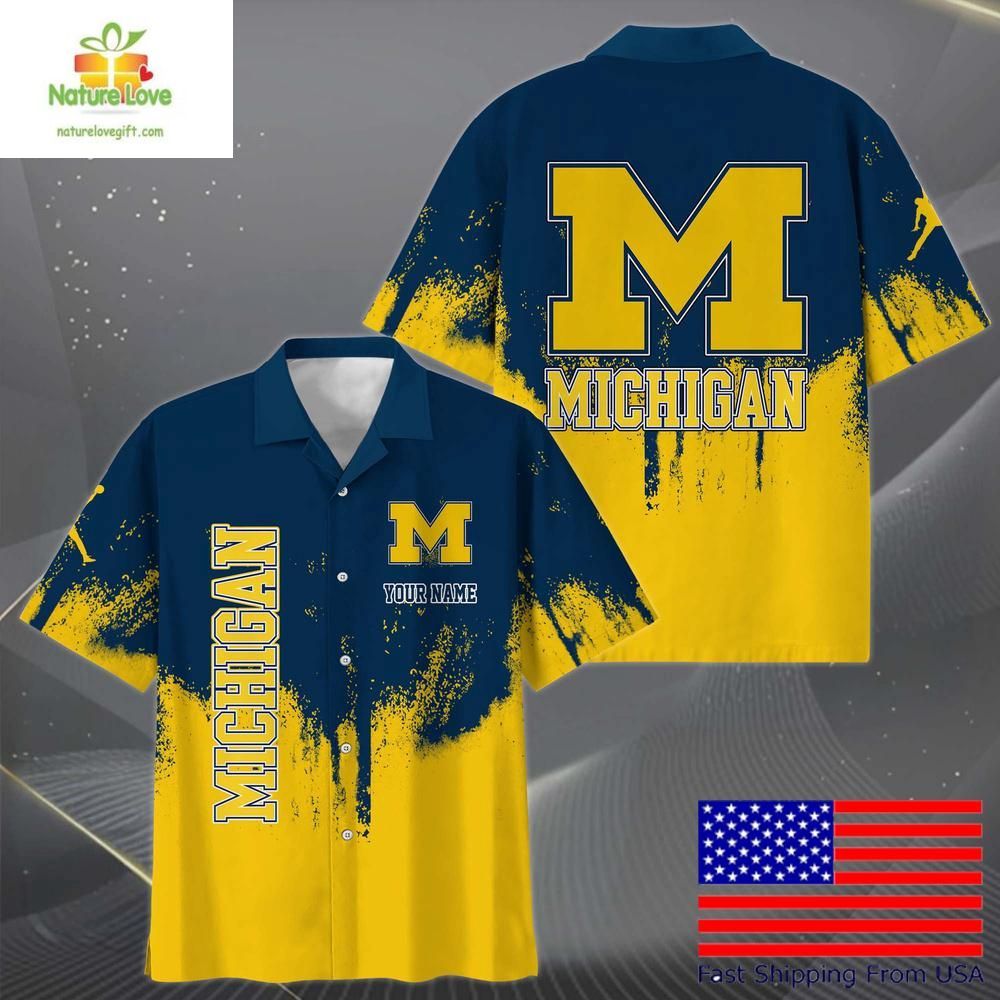 Michigan Wolverines Hawaiian Shirt Paint Splatter Design Fan Apparel
