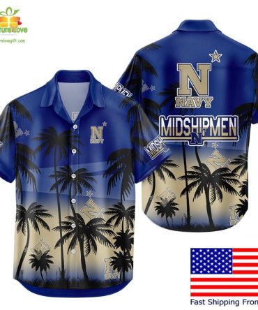 Ncaa Navy Midshipmen Tropical Hawaiian Shirt For Fans