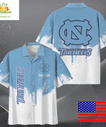 North Carolina Tar Heels Hawaiian Shirt Paint Splatter Logo Fan Apparel