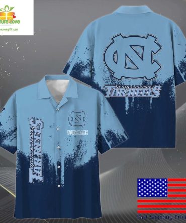 North Carolina Tar Heels Hawaiian Shirt Paint Splatter Fan Design