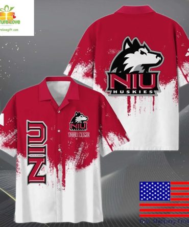 Ncaa Huskies Hawaiian Shirt With Paint Splatter Logo For Fans