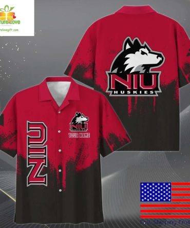 Northern Illinois Huskies Hawaiian Shirt Paint Splatter Fan Design