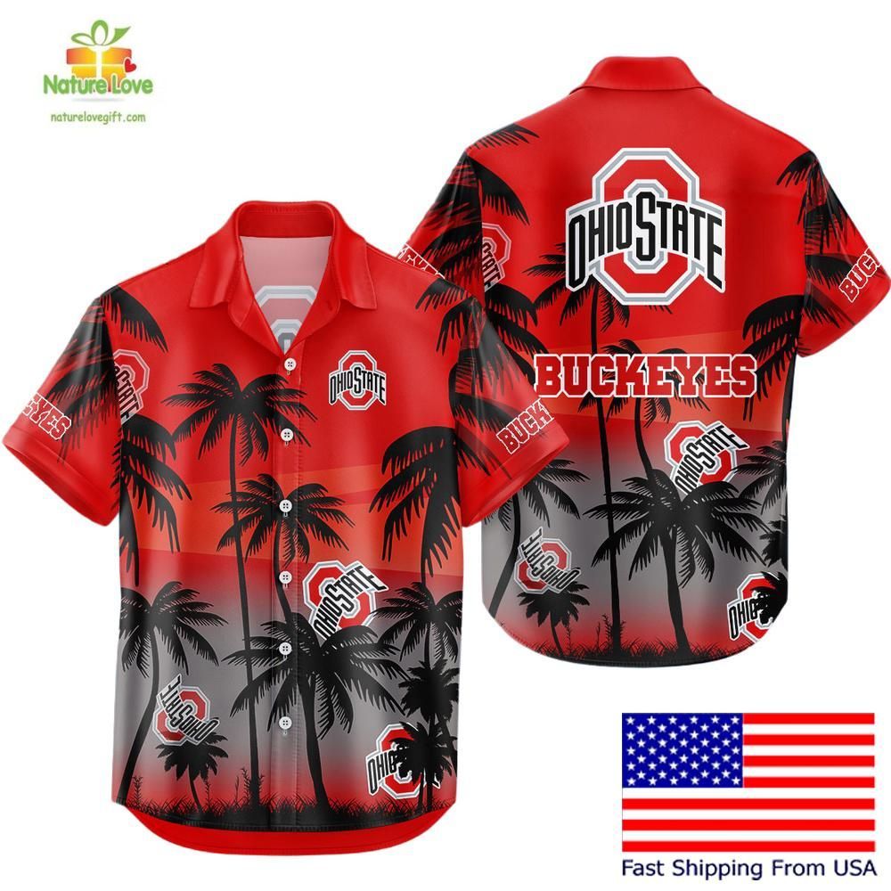 Ohio State Buckeyes Hawaiian Shirt Coconut Forest Tropical Fan Gear
