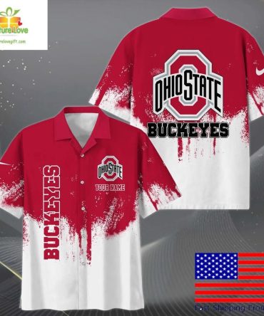 Ohio State Buckeyes Hawaiian Shirt With Paint Splatter Logo