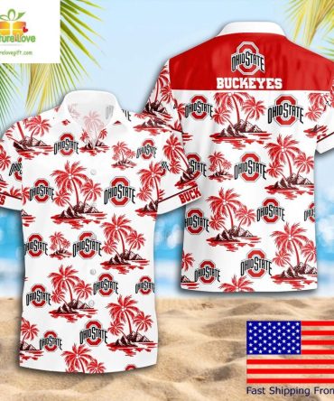 Ohio State Buckeyes Hawaiian Shirt Coconut Tree Logo Summer