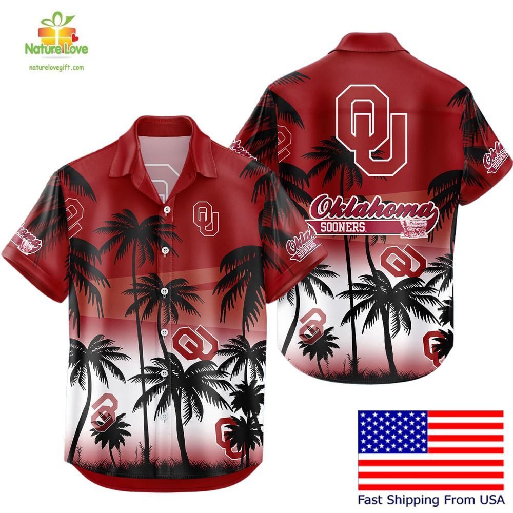 Oklahoma Sooners Hawaiian Shirt Coconut Forest Tropical Fan Style