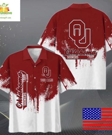 Oklahoma Sooners Hawaiian Shirt With Paint Splatter Logo