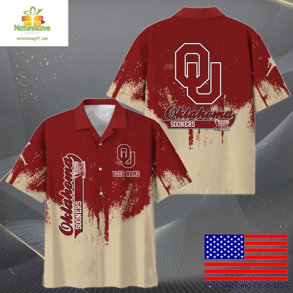 Oklahoma Sooners Hawaiian Shirt Paint Splatter Fan Gift