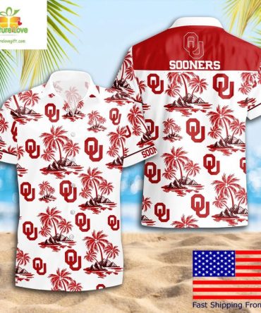 Oklahoma Sooners Hawaiian Shirt Coconut Tree Logo Ncaa Summer