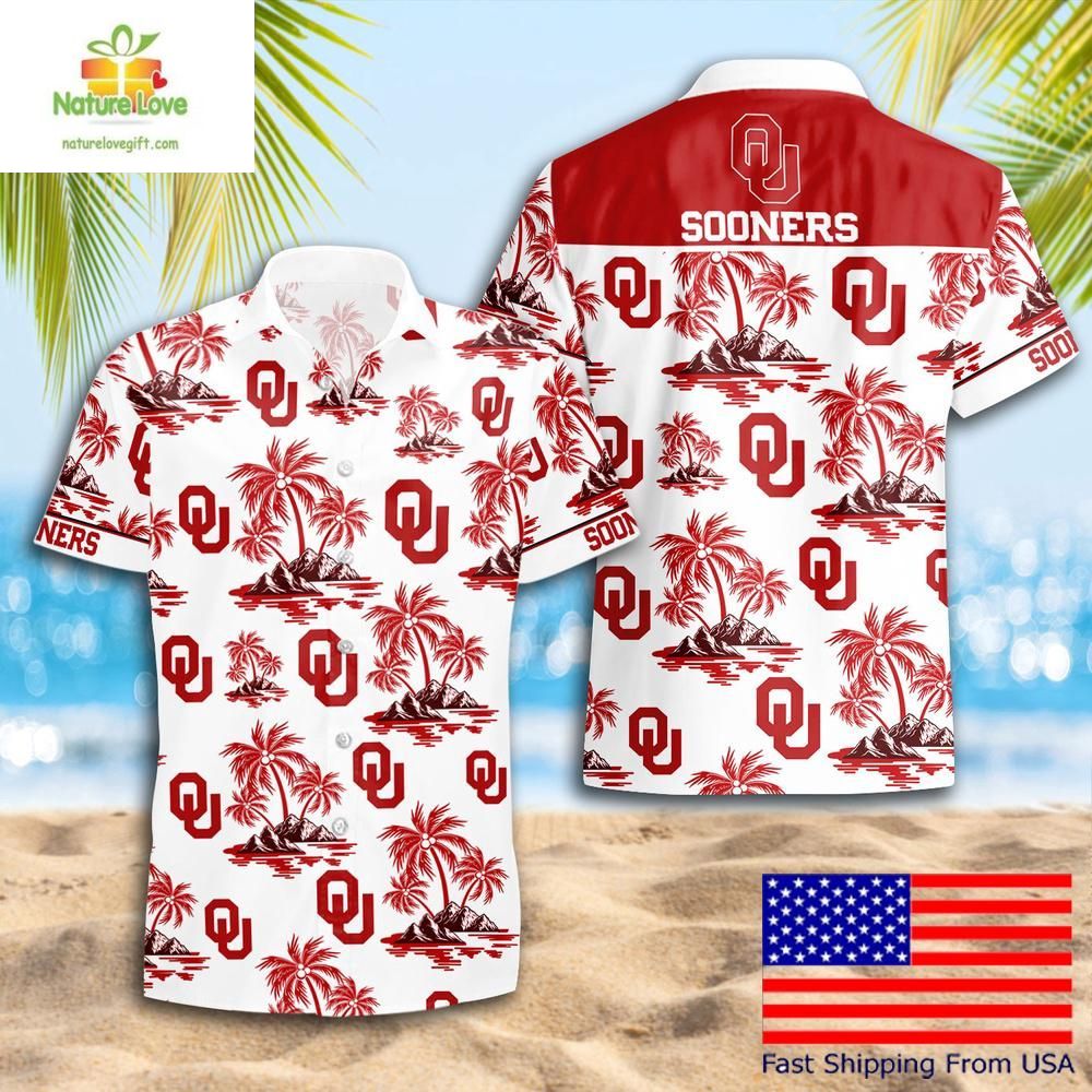 Oklahoma Sooners Hawaiian Shirt Coconut Tree Logo Ncaa Summer