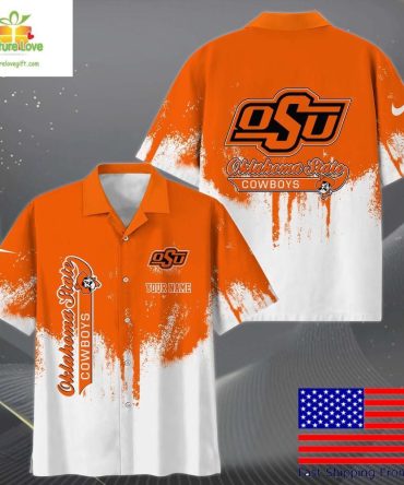 Oklahoma State Cowboys Hawaiian Shirt With Paint Splatter Logo