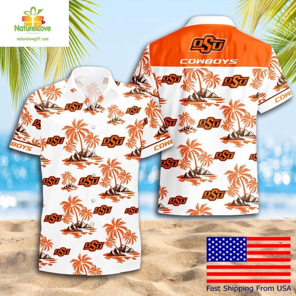 Oklahoma State Cowboys Hawaiian Shirt Coconut Tree Logo Summer