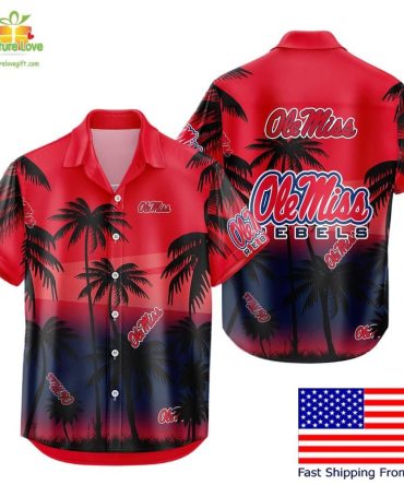 Ole Miss Rebels Hawaiian Shirt Coconut Forest Tropical Fan Style
