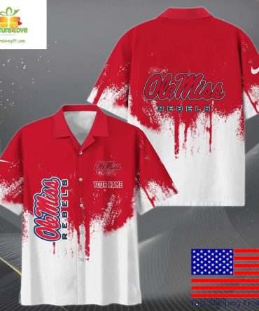 Ole Miss Rebels Hawaiian Shirt Custom Paint Splatter Logo