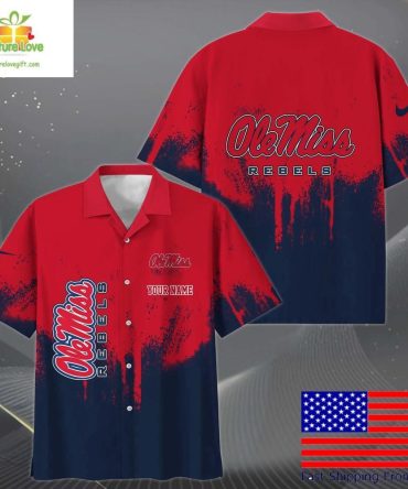 Ole Miss Rebels Hawaiian Shirt Paint Splatter Design