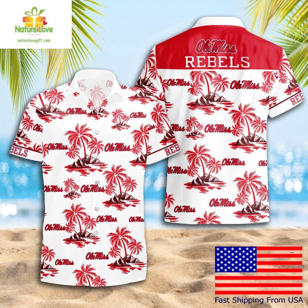 Ole Miss Rebels Hawaiian Shirt Ncaa Coconut Tree Logo