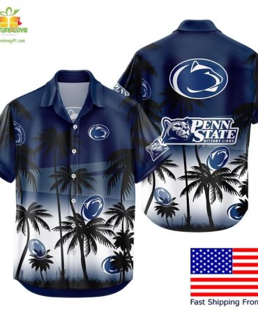 Penn State Nittany Lions Hawaiian Shirt Tropical Coconut Forest Fan Gear