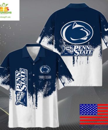 Penn State Nittany Lions Hawaiian Shirt With Paint Splatter Logo