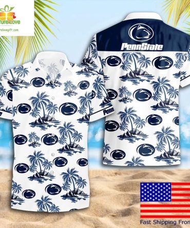 Penn State Nittany Lions Hawaiian Shirt Coconut Tree Logo Summer
