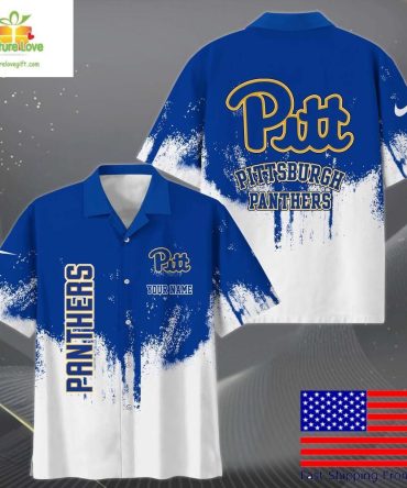Pittsburgh Panthers Hawaiian Shirt Custom Paint Splatter Logo Fan Gear