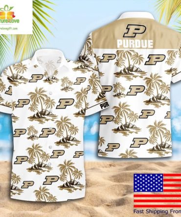 Purdue Boilermakers Hawaiian Shirt Coconut Tree Logo Summer Pattern